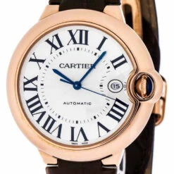 CARTIER Ballon Bleu LG 42MM 18K RoseGold BRN LTHR Men's Watch W6900651