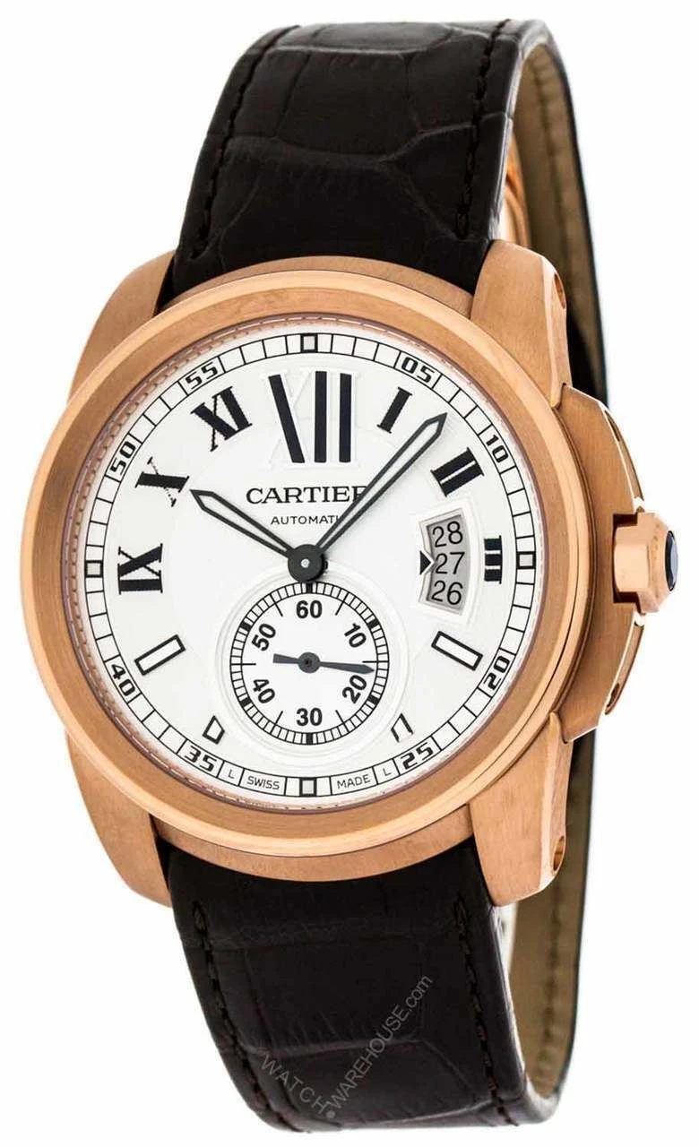 CARTIER Calibre 42MM AUTO 18K PinkGold Brown LTHR Men's Watch W7100009 3 CARTIER Calibre 42MM AUTO 18K PinkGold Brown LTHR Men's Watch W7100009