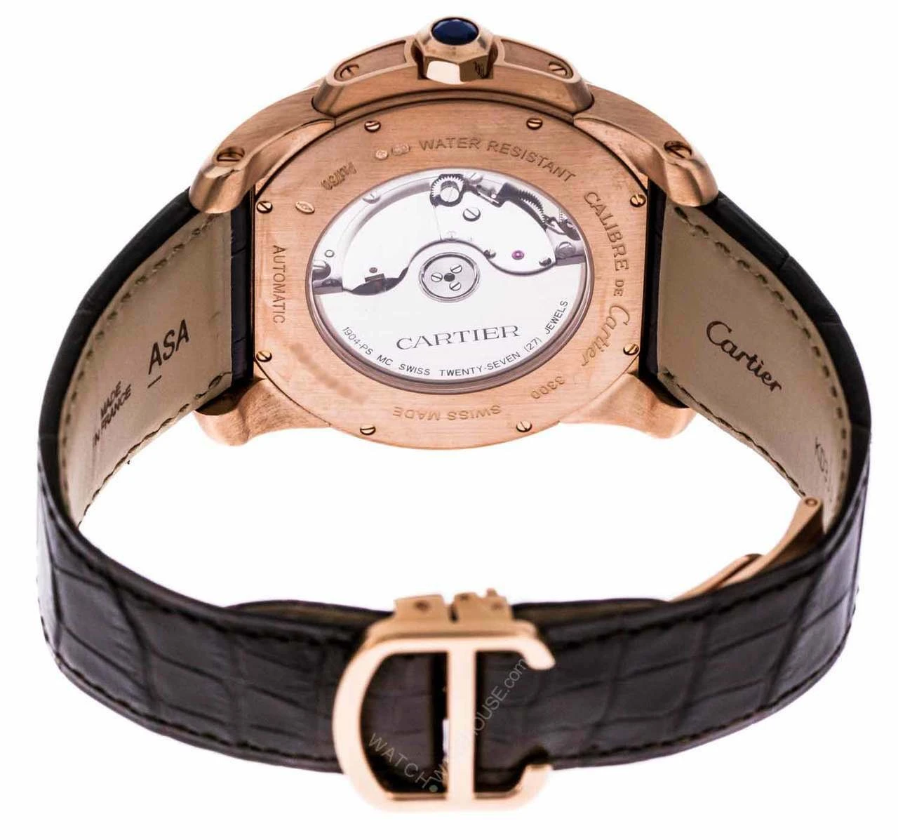 CARTIER Calibre 42MM AUTO 18K PinkGold Brown LTHR Men's Watch W7100009 6 CARTIER Calibre 42MM AUTO 18K PinkGold Brown LTHR Men's Watch W7100009 - Image 4