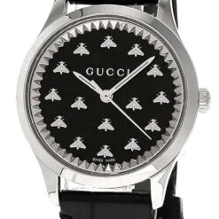 GUCCI G-Timeless 32MM Quartz Black Dial Leather Unisex Watch YA1265055