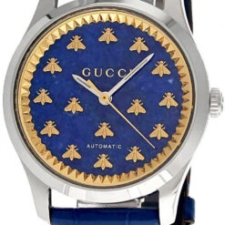 GUCCI G-Timeless 38MM AUTO Blue Dial Leather Unisex Watch YA1264228