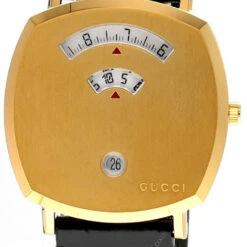 GUCCI Grip Date 38MM Quartz Black Leather Unisex Watch YA157446