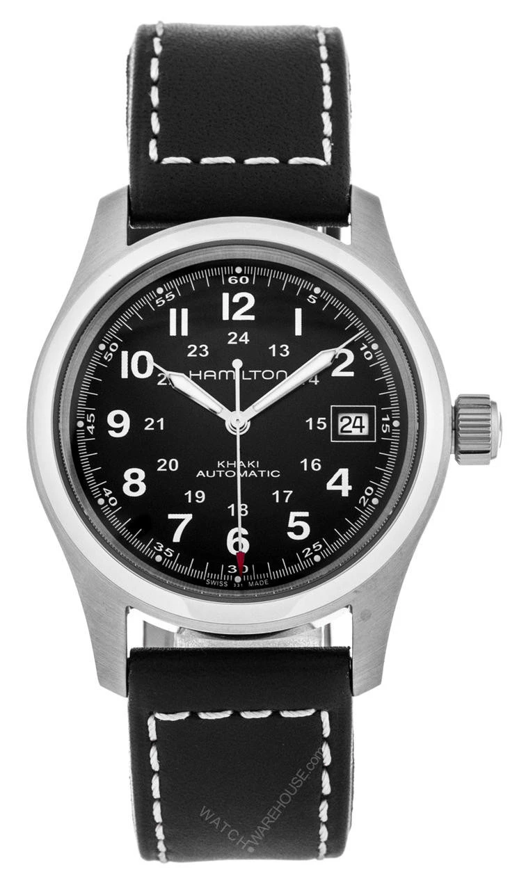 HAMILTON Khaki Field 38MM BLK Leather Automatic Men's Watch H70455733 3 HAMILTON Khaki Field 38MM BLK Leather Automatic Men's Watch H70455733