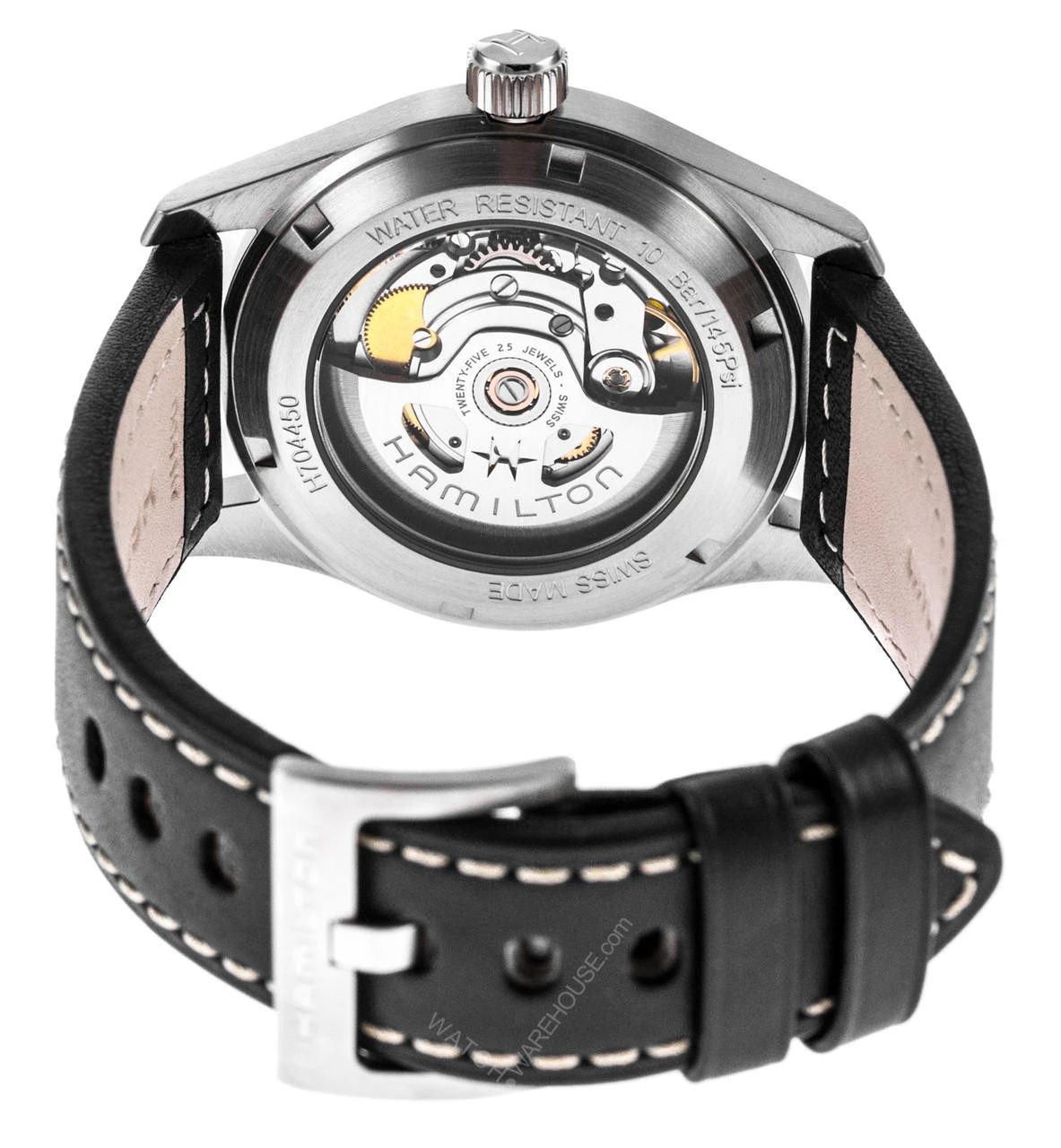 HAMILTON Khaki Field 38MM BLK Leather Automatic Men's Watch H70455733 6 HAMILTON Khaki Field 38MM BLK Leather Automatic Men's Watch H70455733 - Image 4