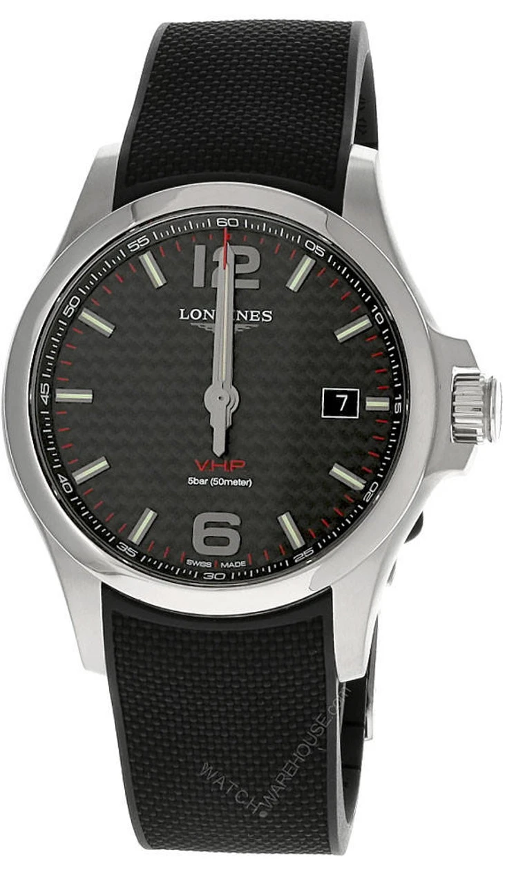 LONGINES Conquest 43MM Quartz Black Rubber Men's Watch L3.726.4.66.9 3 LONGINES Conquest 43MM Quartz Black Rubber Men's Watch L3.726.4.66.9