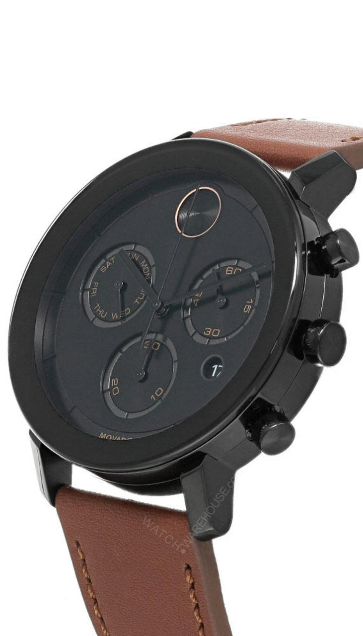MOVADO BOLD Evolution 42MM CHRONO Cognac LTHR Men's Watch 3600758 4 MOVADO BOLD Evolution 42MM CHRONO Cognac LTHR Men's Watch 3600758 - Image 2