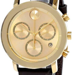 MOVADO Bold Evolution 42MM Gold Dial Brown LTHR Men's Watch 3600757