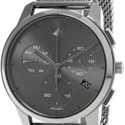 MOVADO Bold Thin 42MM SS Ion-Plated Gray Dial Mesh Men's Watch 3600635