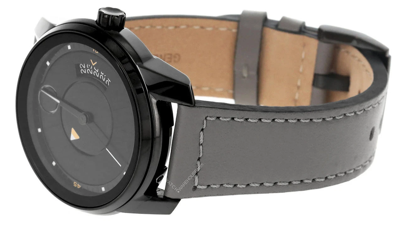 MOVADO Bold Verso 42MM Black-Ion Plated SS Gray LTHR Men's Watch 3600695 4 MOVADO Bold Verso 42MM Black-Ion Plated SS Gray LTHR Men's Watch 3600695 - Image 2