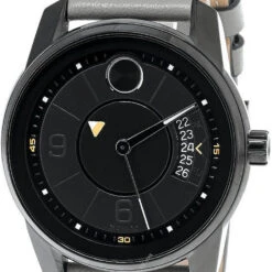 MOVADO Bold Verso 42MM Black-Ion Plated SS Gray LTHR Men's Watch 3600695