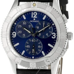 MOVADO CHRONO S-Steel Blue Dial Black Leather Men's Watch 84-F9-1890