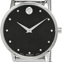 MOVADO Museum Classic 40MM SS Black Diamond Dial Men's Watch 0607511