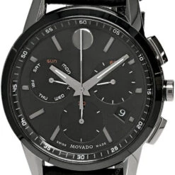 MOVADO Museum Sport 43MM CHRONO SS Blue Dial Leather Men's Watch 0607560