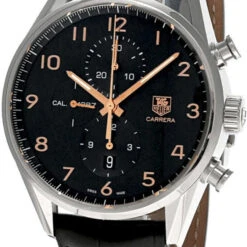 TAG HEUER Carrera AUTO 43MM Black Dial Leather Men's Watch CAR2014.FC6235