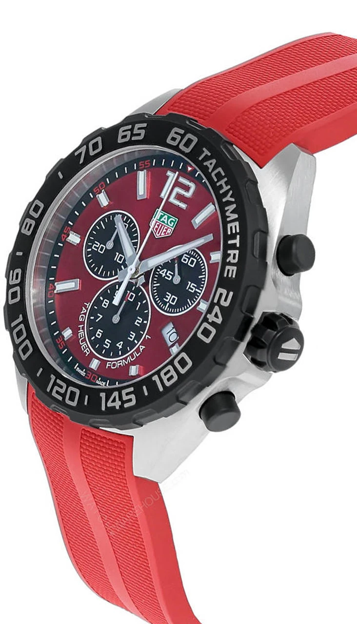TAG HEUER Formula 1 Quartz CHRONO 43MM Red Rubber Men's Watch CAZ101AN.FT8055 4 TAG HEUER Formula 1 Quartz CHRONO 43MM Red Rubber Men's Watch CAZ101AN.FT8055 - Image 2