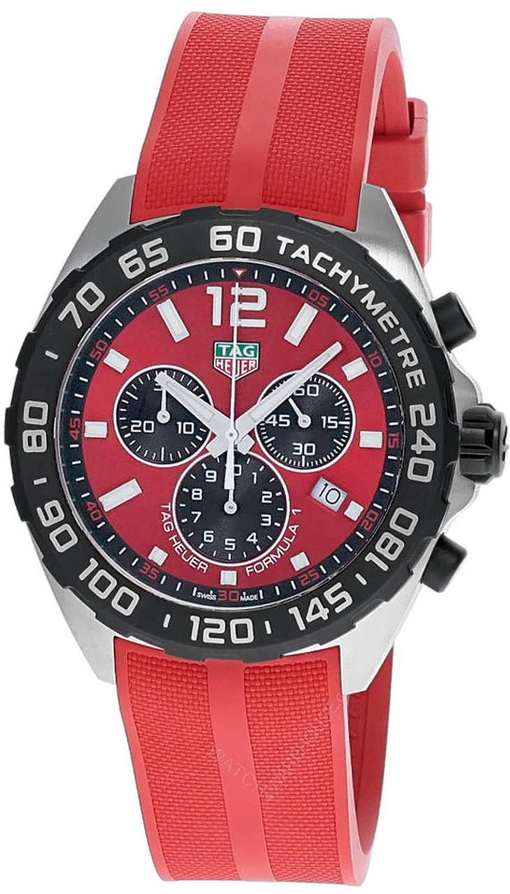TAG HEUER Formula 1 Quartz CHRONO 43MM Red Rubber Men's Watch CAZ101AN.FT8055 3 TAG HEUER Formula 1 Quartz CHRONO 43MM Red Rubber Men's Watch CAZ101AN.FT8055