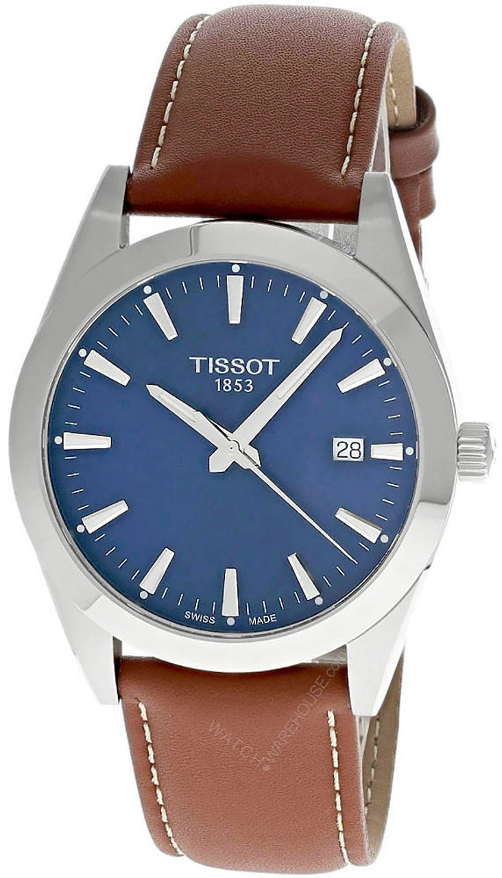 TISSOT Gentleman 40MM SS Blue Dial BRN Leather Men's Watch T1274101604100 3 TISSOT Gentleman 40MM SS Blue Dial BRN Leather Men's Watch T1274101604100